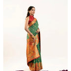 Generic Women's Faux_Banarasi Woven Motifs Saree With Unstitched Blouse 5.5MtrÂ (Green)