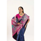 Generic Women's Faux_Banarasi Woven Motifs Saree With Unstitched Blouse 5.5MtrÂ (Navy_Blue)