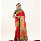 Generic Women's Faux_Banarasi Woven Motifs Saree With Unstitched Blouse 5.5MtrÂ (Orange)