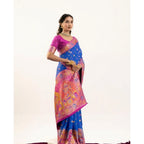 Generic Women's Faux_Banarasi Woven Motifs Saree With Unstitched Blouse 5.5MtrÂ (Royal_Blue)