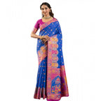 Generic Women's Faux_Banarasi Woven Motifs Saree With Unstitched Blouse 5.5MtrÂ (Royal_Blue)