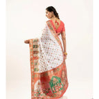 Generic Women's Faux_Banarasi Woven Motifs Saree With Unstitched Blouse 5.5MtrÂ (White)