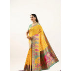 Generic Women's Faux_Banarasi Woven Motifs Saree With Unstitched Blouse 5.5MtrÂ (Yellow)