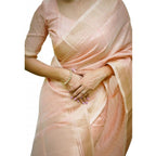 Generic Women's Faux_Banarasi Lining Pattern Saree With Unstitched Blouse 5.5MtrÂ (Peach)