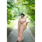 Generic Women's Faux_Banarasi Lining Pattern Saree With Unstitched Blouse 5.5MtrÂ (Peach)
