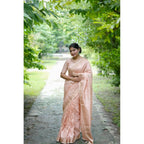 Generic Women's Faux_Banarasi Lining Pattern Saree With Unstitched Blouse 5.5MtrÂ (Peach)