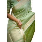 Generic Women's Faux_Banarasi Lining Pattern Saree With Unstitched Blouse 5.5MtrÂ (Light_Green)