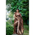  Women's Faux_Banarasi Lining Pattern Saree With Unstitched Blouse 5.5MtrÂ (Light_Brown)