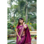 Generic Women's Faux_Banarasi Lining Pattern Saree With Unstitched Blouse 5.5MtrÂ (Magenta)