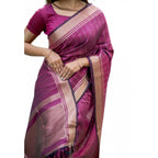 Generic Women's Faux_Banarasi Lining Pattern Saree With Unstitched Blouse 5.5MtrÂ (Magenta)