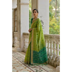 Generic Women's Silk_Blend Ethnic Ikat Pattern Saree With Unstitched Blouse 5.5MtrÂ (Light_Green)