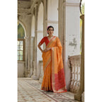 Generic Women's Silk_Blend Ethnic Ikat Pattern Saree With Unstitched Blouse 5.5MtrÂ (Mustard)