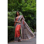 Generic Women's Faux_Tussar Ethnic_Print Saree With Unstitched Blouse 5.5MtrÂ (Rust)