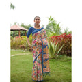  Women's Faux_Tussar Kalamkari_Print Saree With Unstitched Blouse 5.5MtrÂ (Blue)