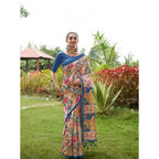 Generic Women's Faux_Tussar Kalamkari_Print Saree With Unstitched Blouse 5.5MtrÂ (Blue)