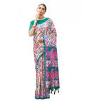 Generic Women's Faux_Tussar Kalamkari_Print Saree With Unstitched Blouse 5.5MtrÂ (Green)