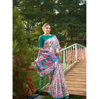 Generic Women's Faux_Tussar Kalamkari_Print Saree With Unstitched Blouse 5.5MtrÂ (Green)