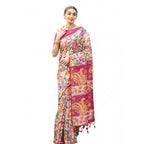 Generic Women's Faux_Tussar Kalamkari_Print Saree With Unstitched Blouse 5.5MtrÂ (Pink)