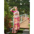 Generic Women's Faux_Tussar Kalamkari_Print Saree With Unstitched Blouse 5.5MtrÂ (Pink)