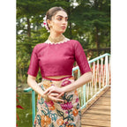Generic Women's Faux_Tussar Kalamkari_Print Saree With Unstitched Blouse 5.5MtrÂ (Pink)