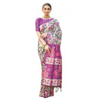 Generic Women's Faux_Tussar Kalamkari_Print Saree With Unstitched Blouse 5.5MtrÂ (Purple)