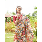 Generic Women's Faux_Tussar Kalamkari_Print Saree With Unstitched Blouse 5.5MtrÂ (Red)