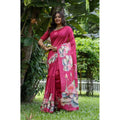  Women's Faux_Tussar Floral Saree With Unstitched Blouse 5.5MtrÂ (Pink)