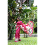 Generic Women's Faux_Tussar Floral Saree With Unstitched Blouse 5.5MtrÂ (Pink)