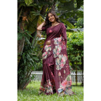 Generic Women's Faux_Tussar Floral Saree With Unstitched Blouse 5.5MtrÂ (Purple)