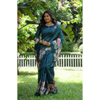 Generic Women's Faux_Tussar Floral Saree With Unstitched Blouse 5.5MtrÂ (Teal)