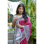 Generic Women's Faux_Tussar Geometric_Print Saree With Unstitched Blouse 5.5MtrÂ (Pink)