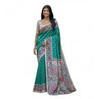 Generic Women's Faux_Tussar Geometric_Print Saree With Unstitched Blouse 5.5MtrÂ (Rama_Green)