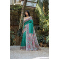  Women's Faux_Tussar Geometric_Print Saree With Unstitched Blouse 5.5MtrÂ (Rama_Green)