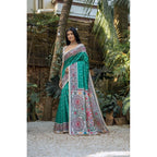 Generic Women's Faux_Tussar Geometric_Print Saree With Unstitched Blouse 5.5MtrÂ (Rama_Green)
