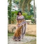 Generic Women's Faux_Tussar Geometric_Print Saree With Unstitched Blouse 5.5MtrÂ (Mustard)
