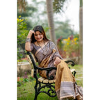 Generic Women's Faux_Tussar Geometric_Print Saree With Unstitched Blouse 5.5MtrÂ (Mustard)