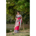  Women's Faux_Tussar Geometric_Print Saree With Unstitched Blouse 5.5MtrÂ (Pink)