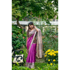 Generic Women's Faux_Tussar Geometric_Print Saree With Unstitched Blouse 5.5MtrÂ (Purple)