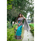 Generic Women's Faux_Tussar Geometric_Print Saree With Unstitched Blouse 5.5MtrÂ (Rama_Green)