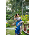  Women's Faux_Tussar Geometric_Print Saree With Unstitched Blouse 5.5MtrÂ (Royal_Blue)