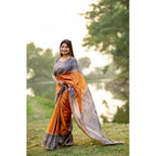 Generic Women's Faux_Tussar Geometric_Print Saree With Unstitched Blouse 5.5MtrÂ (Rust)