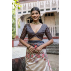 Generic Women's Faux_Tussar Floral Jal With Patola Print Saree With Unstitched Blouse 5.5MtrÂ (Black)
