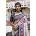  Women's Faux_Tussar Floral Jal With Patola Print Saree With Unstitched Blouse 5.5MtrÂ (Black)