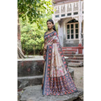 Generic Women's Faux_Tussar Floral Jal With Patola Print Saree With Unstitched Blouse 5.5MtrÂ (Black)