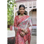 Generic Women's Faux_Tussar Floral Jal With Patola Print Saree With Unstitched Blouse 5.5MtrÂ (Maroon)