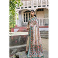  Women's Faux_Tussar Floral Jal With Patola Print Saree With Unstitched Blouse 5.5MtrÂ (Teal)