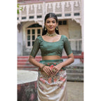 Generic Women's Faux_Tussar Floral Jal With Patola Print Saree With Unstitched Blouse 5.5MtrÂ (Teal)