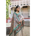 Generic Women's Faux_Tussar Floral Jal With Patola Print Saree With Unstitched Blouse 5.5MtrÂ (Teal)