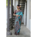  Women's Faux_Tussar Ikat Saree With Unstitched Blouse 5.5MtrÂ (Aqua_Blue)