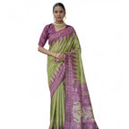 Generic Women's Faux_Tussar Ikat Saree With Unstitched Blouse 5.5MtrÂ (Green)